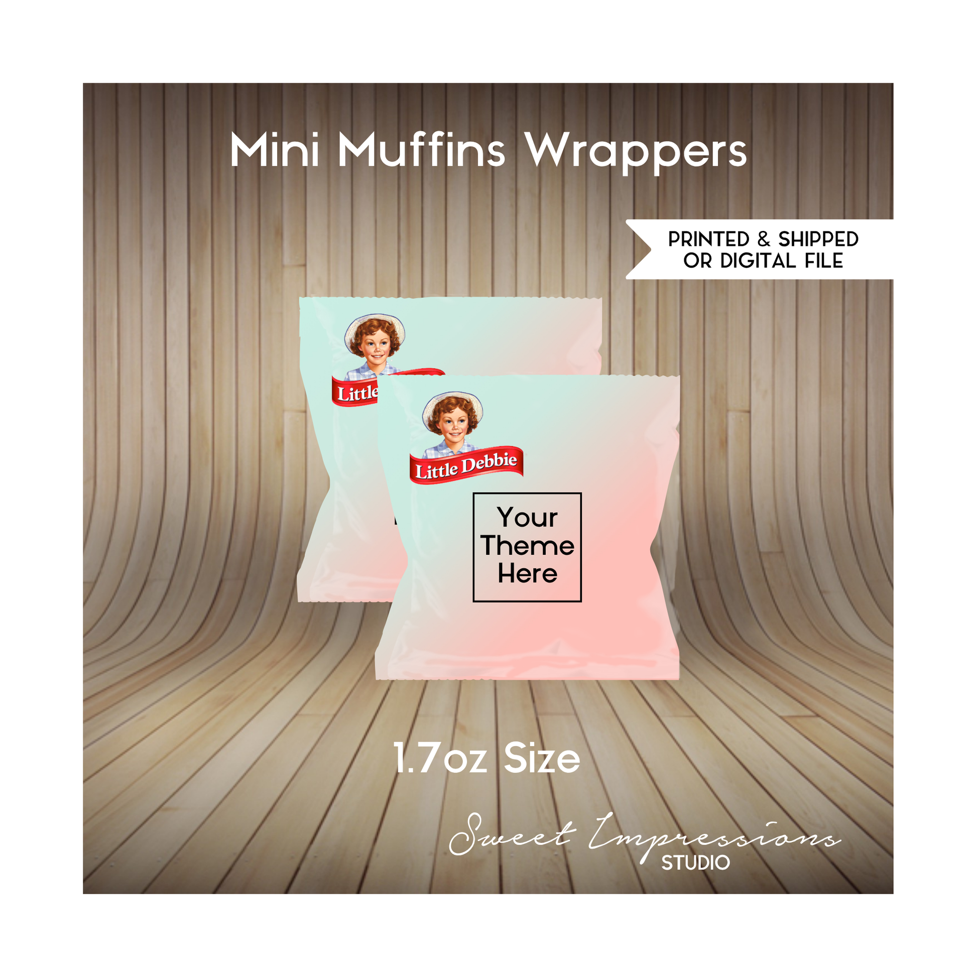 Mini Muffins Wrapper Prints or Digital File | Birthday, Baby Shower, Wedding Treats | Personalized Party Favors | 1.7oz Size | ANY THEME