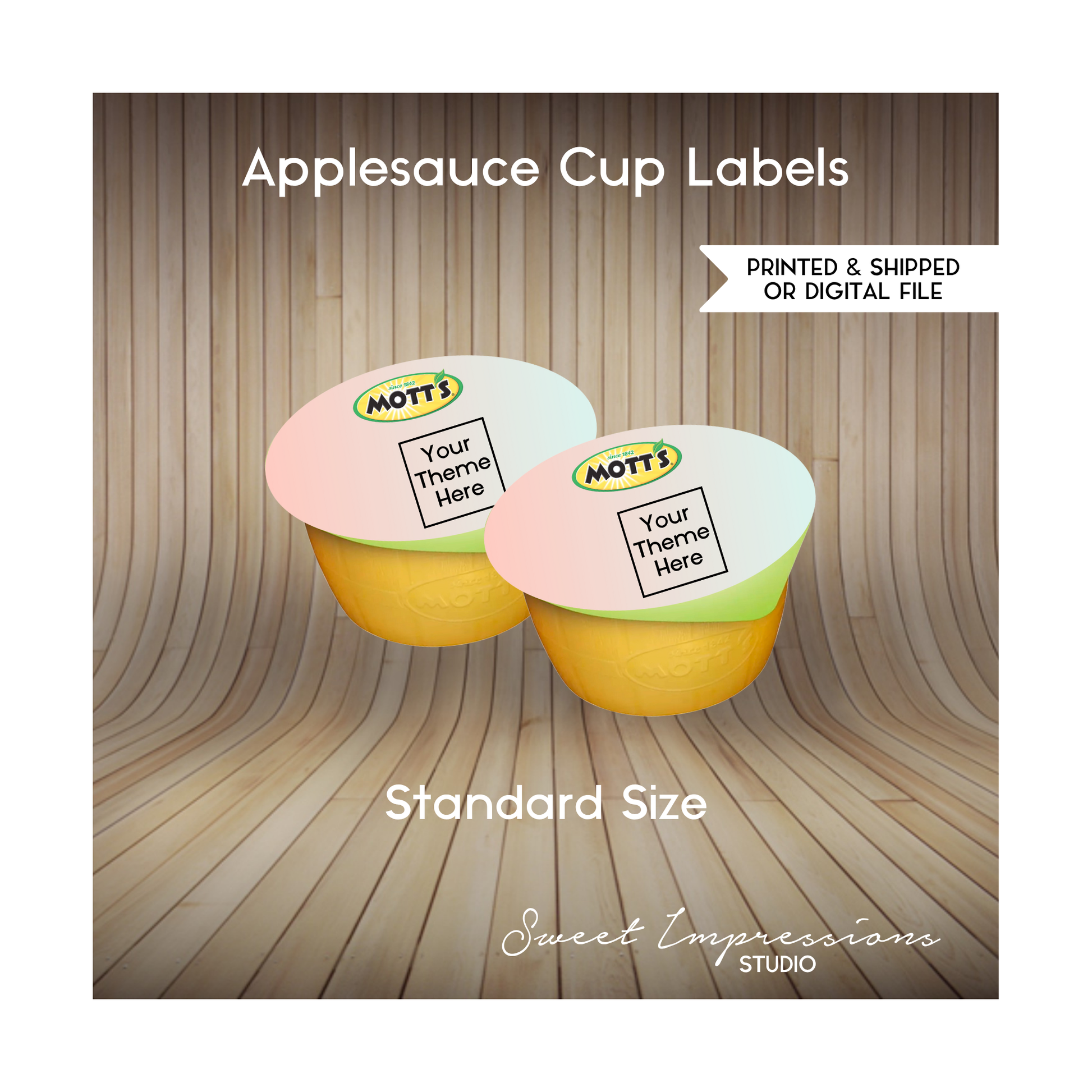 Applesauce Cup Labels | Custom Prints or Digital File | Birthday, Baby Shower, Wedding Treats | Personalized Party Favors | ANY THEME