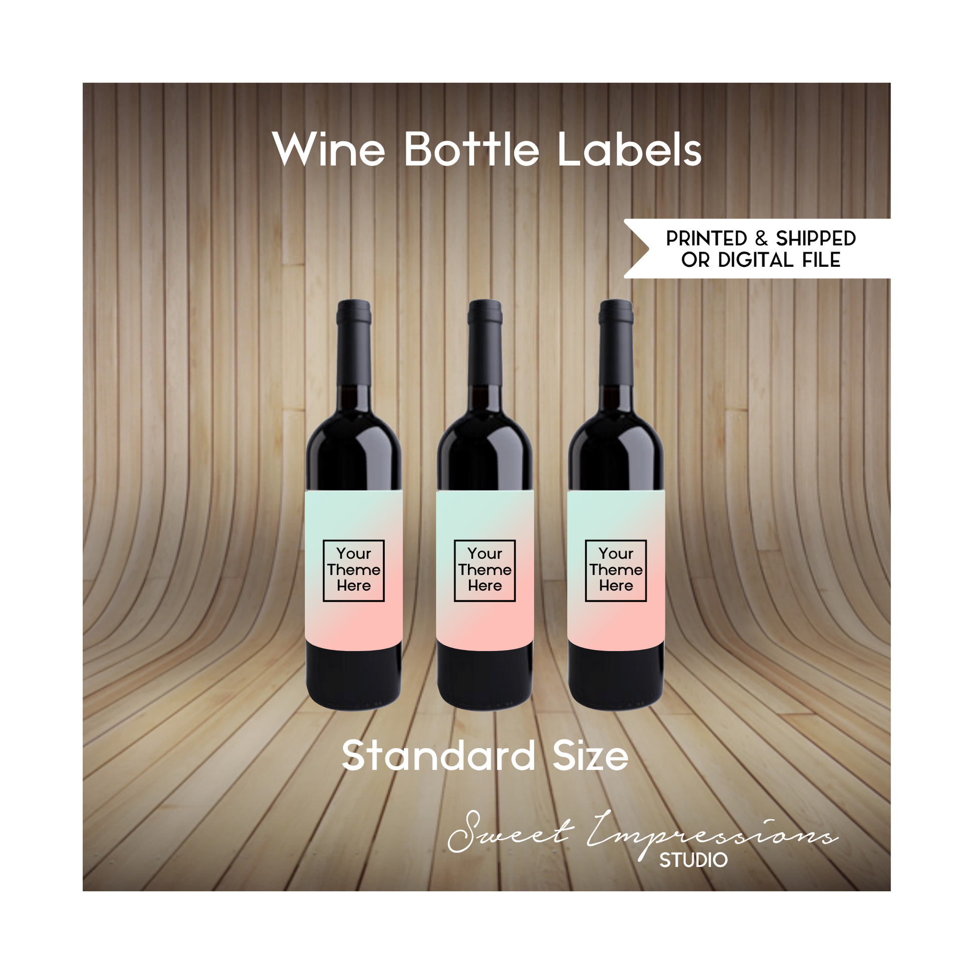 Wine Bottle Label | Custom Prints or Digital File Labels | Birthday, Baby Shower, Wedding Treats | Personalized Party Favors | ANY THEME