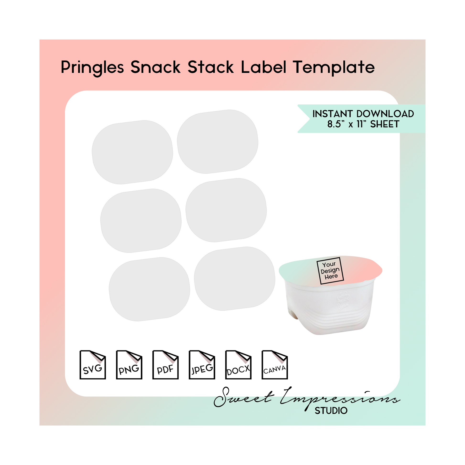 Pringles Snack Stack Label Template | Blank Template | svg, png,pdf, jpeg, docx, canva | DIY Printable | Standard Size Size | INSTANT FILE