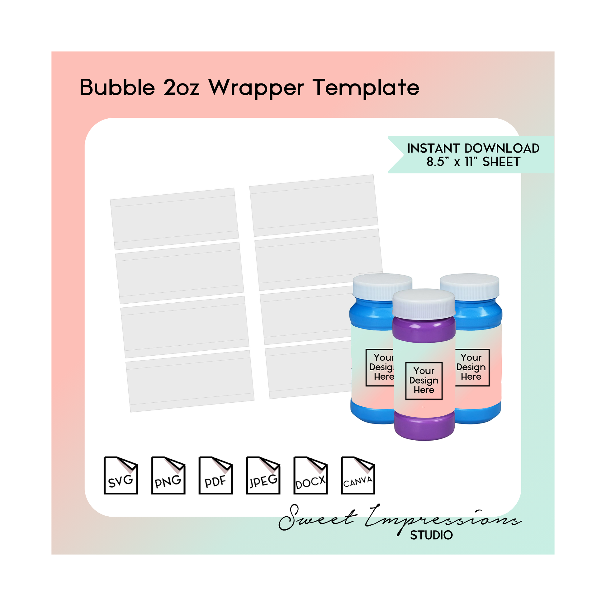 Bubble Wrapper Template | Blank Template | svg, png,pdf, jpeg, docx, canva | DIY Printable | 2oz Bubble Size | INSTANT DOWNLOAD