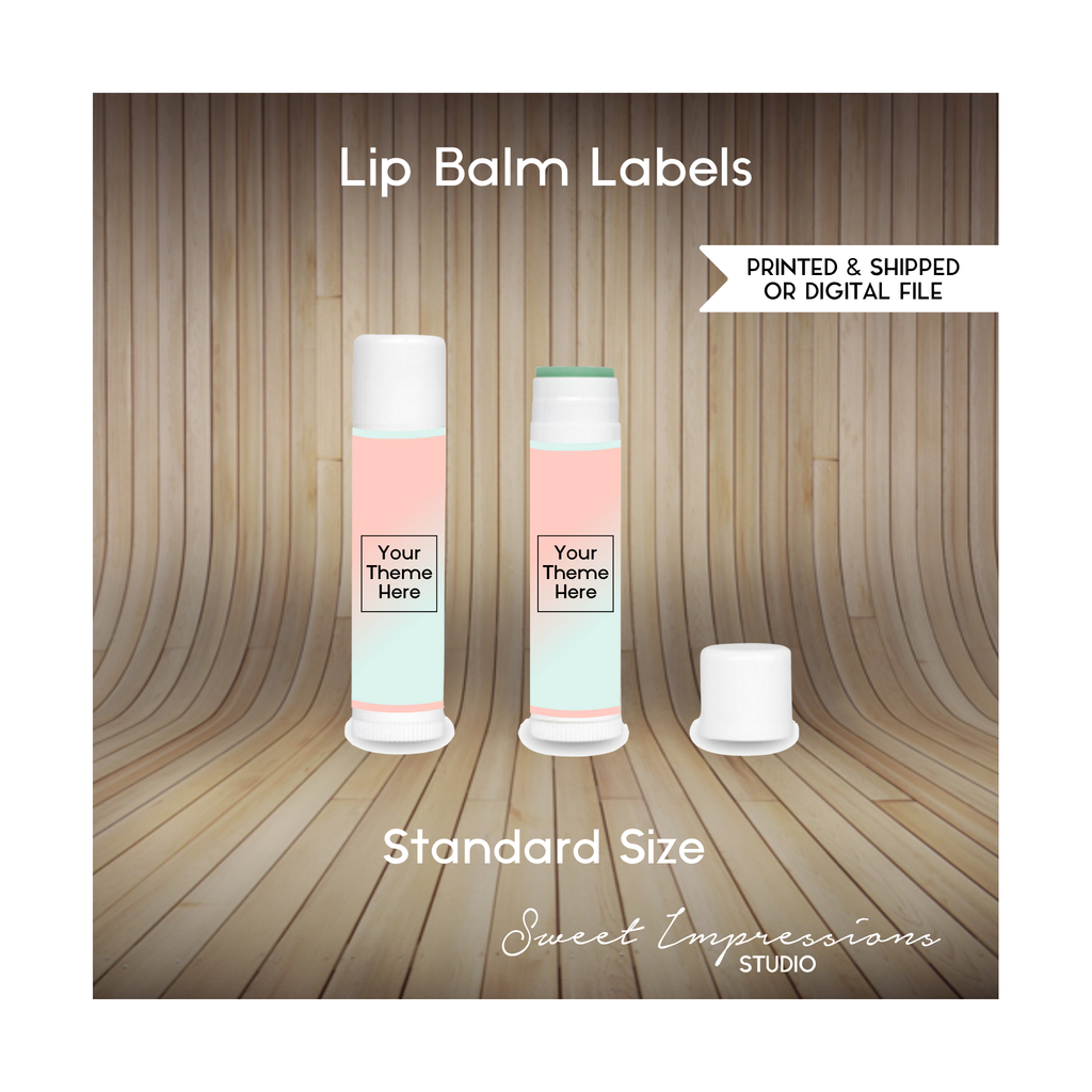 Lip Balm Printed Labels or Digital File | Birthday, Baby Shower, Wedding Treats | Personalized Party Favors | Custom Prints | ANY THEME
