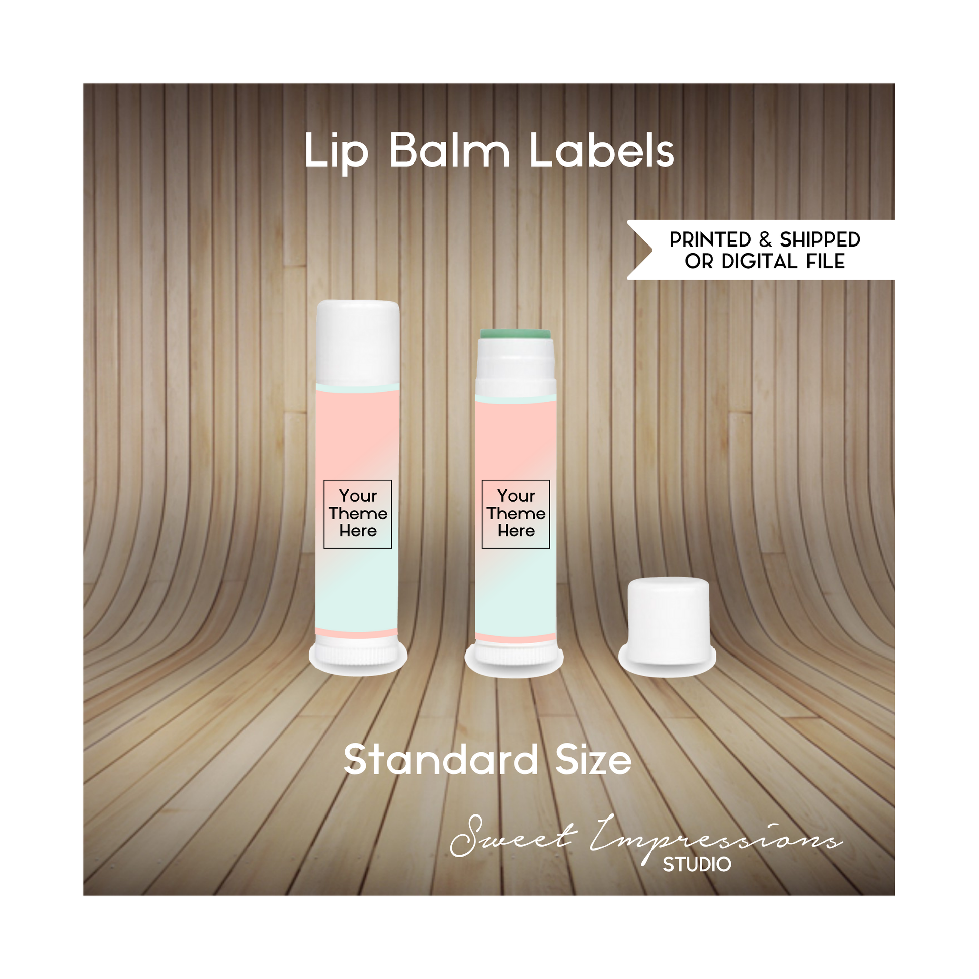 Lip Balm Printed Labels or Digital File | Birthday, Baby Shower, Wedding Treats | Personalized Party Favors | Custom Prints | ANY THEME