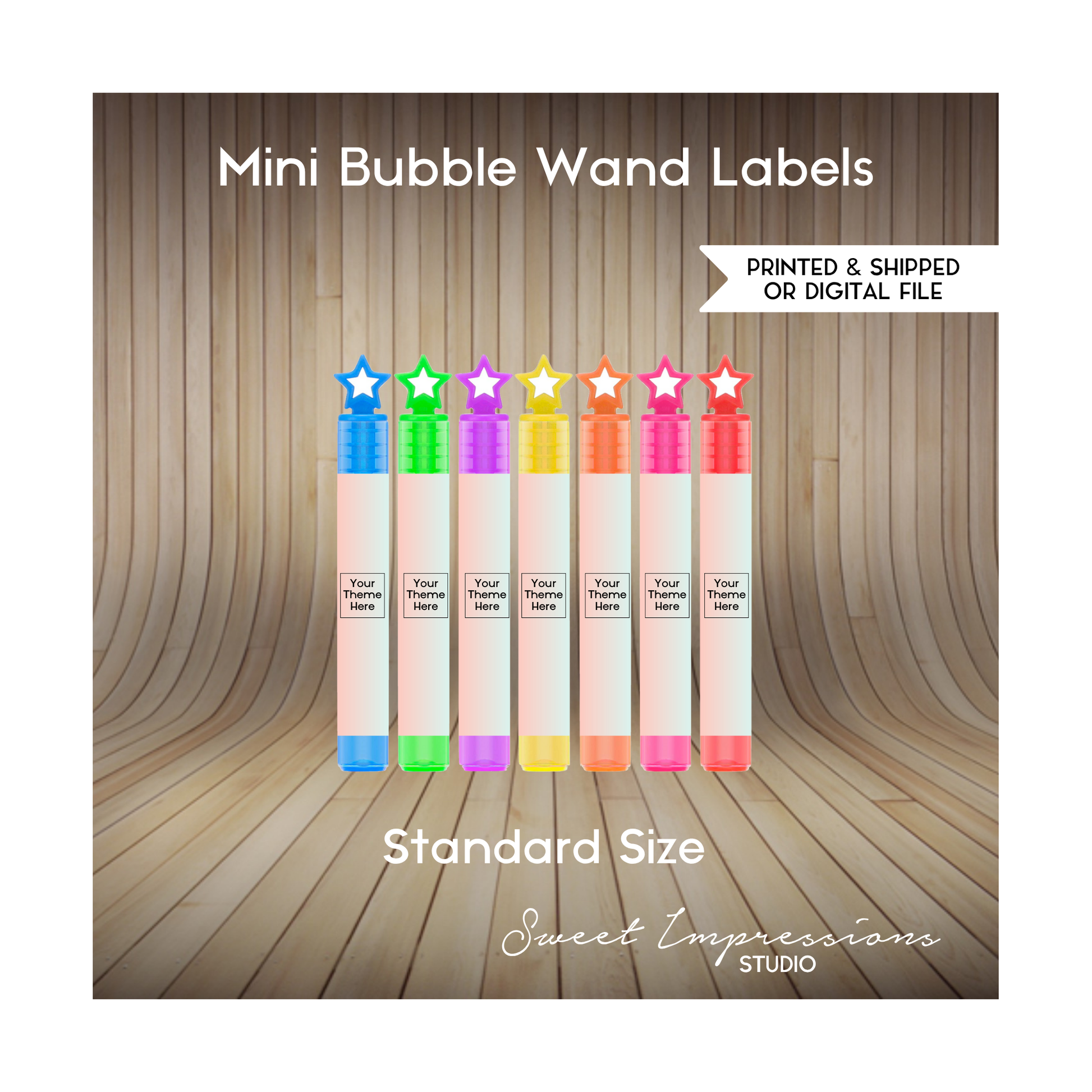 Mini Bubble Wand Labels | Custom Prints or Digital File | Birthday, Baby Shower, Wedding | Personalized Party Favors | ANY THEME