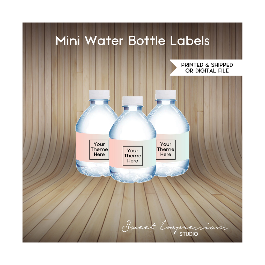 Mini Water Bottle Wrappers | Custom Prints or Digital File | Birthday, Baby Shower, Wedding Treats | Personalized Party Favors | ANY THEME