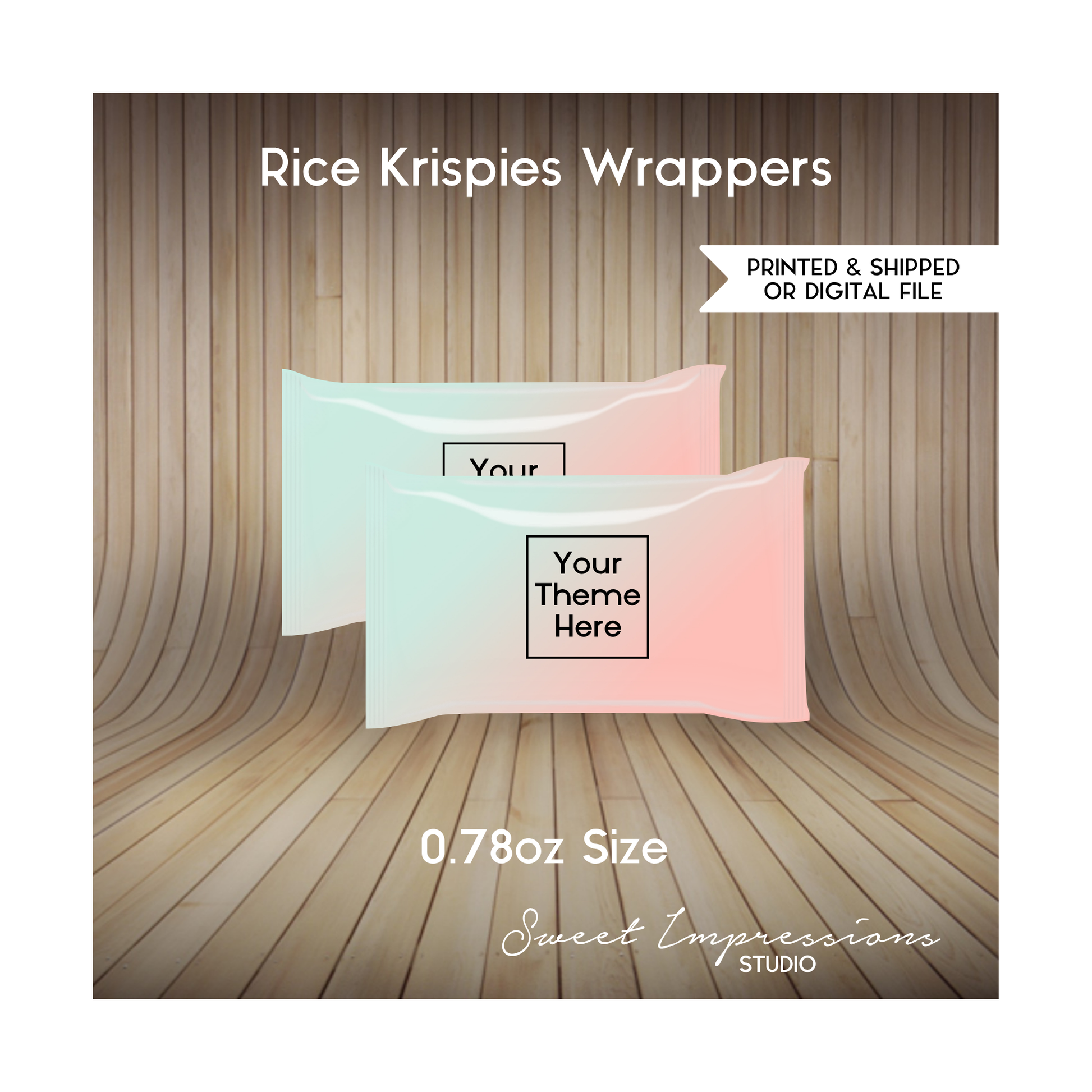 Rice Krispies Treat | Custom Prints or Digital File | Birthday, Baby Shower, Wedding Treats | Personalized Party Favors | Krispy Treats | ANY THEME