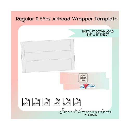 Airhead Candy Wrapper Template | Blank Template | svg, png,pdf, jpeg, docx, canva | DIY Printable | .55oz Standard Size