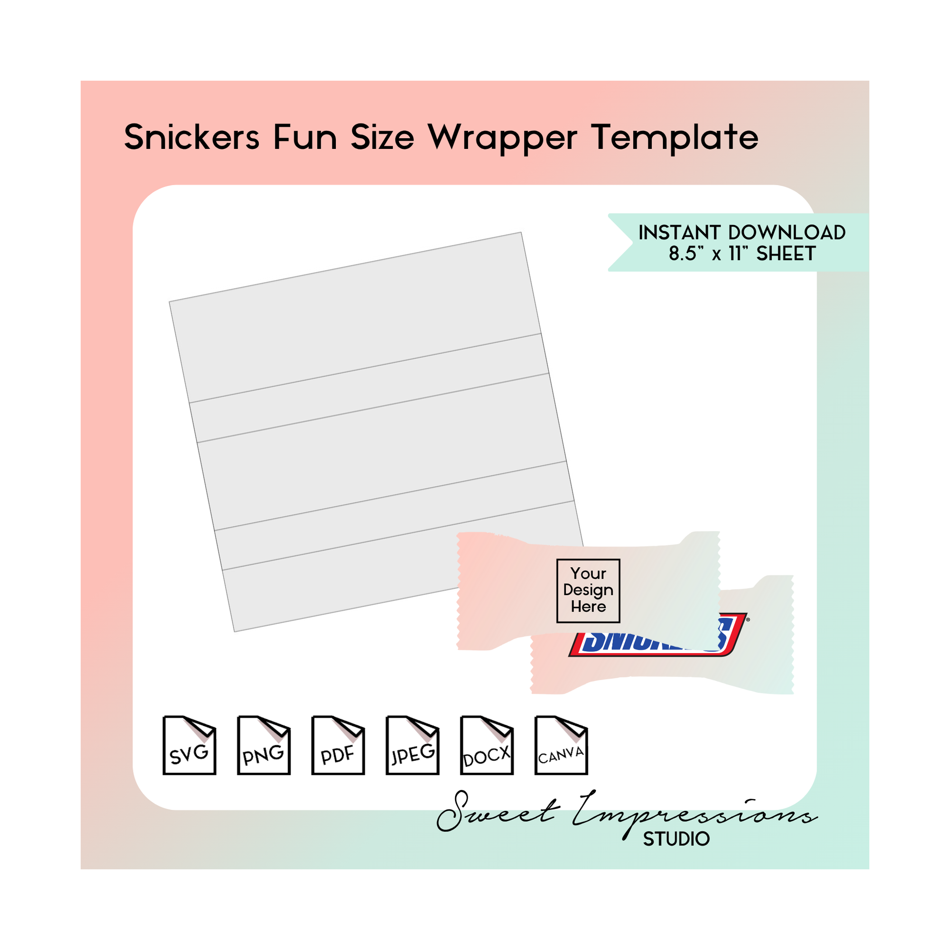 Snickers Fun Size Wrapper Template | Blank Template | svg, png,pdf, jpeg, docx, canva | DIY Printable | Fun Size | INSTANT DOWNLOAD