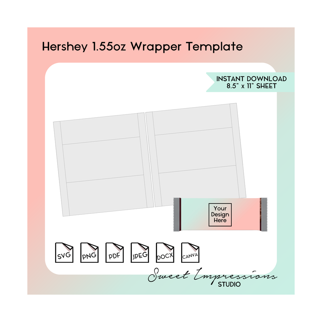 Hershey Bar Wrapper Template | Blank Template | svg, png,pdf, jpeg, docx, canva | DIY Printable | Standard 1.55oz Size | INSTANT DOWNLOAD