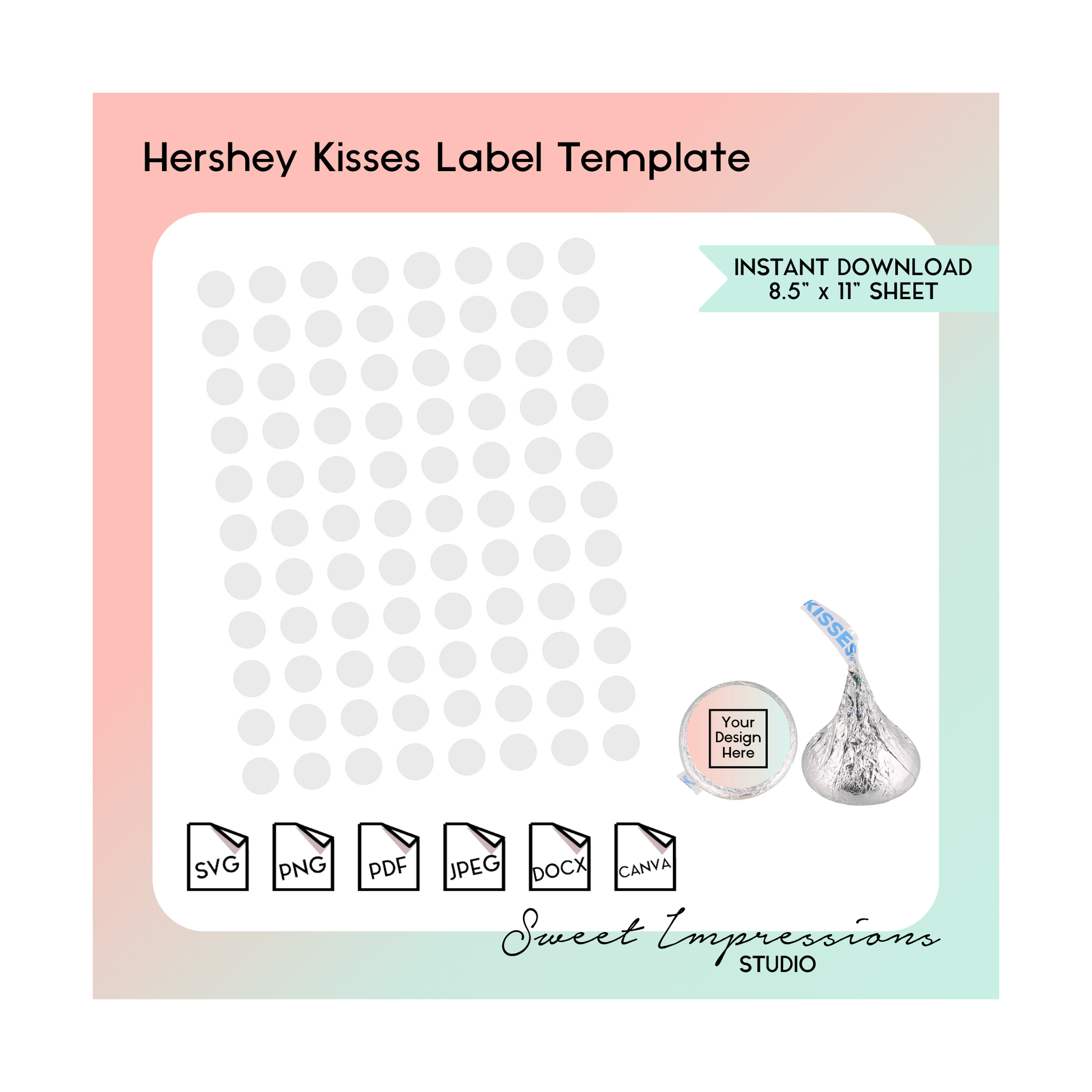 Hershey's Kiss Sticker Template | Blank Template | svg, png,pdf, jpeg, docx, canva | DIY Printable | Standard Size | INSTANT DOWNLOAD