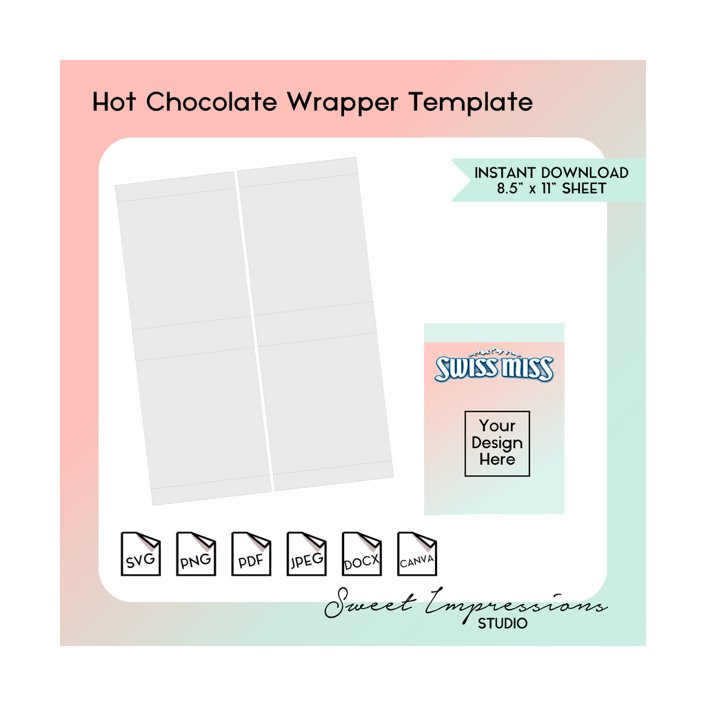 Hot Chocolate Package Template | Blank Template | svg, png,pdf, jpeg, docx, canva | DIY Printable | Standard Size | INSTANT DOWNLOAD