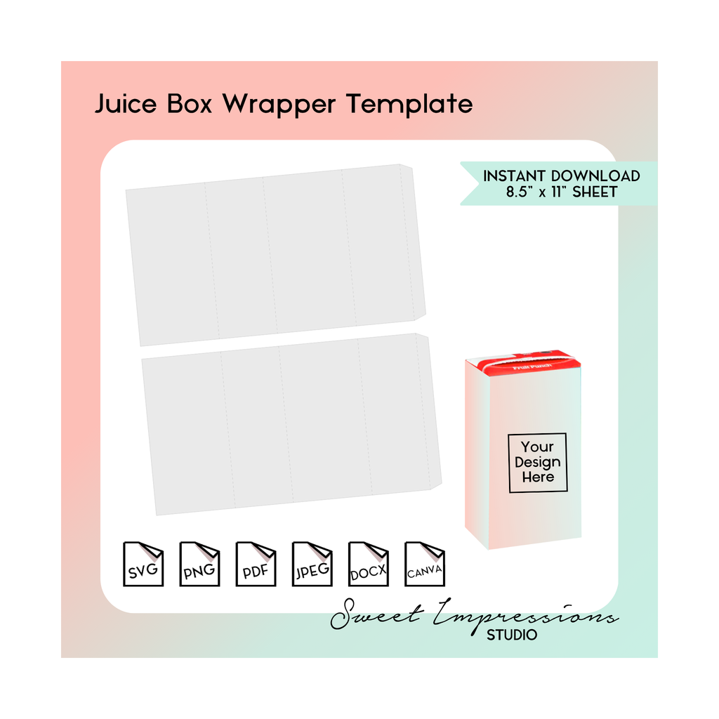 Juice Box Wrapper Template | Blank Template | svg, png,pdf, jpeg, docx, canva | DIY Printable | Standard Juice Size