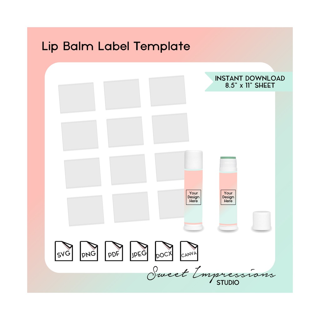 Lip Balm Label Template | Blank Template | svg, png,pdf, jpeg, docx, canva | DIY Printable | Standard Size | INSTANT DOWNLOAD