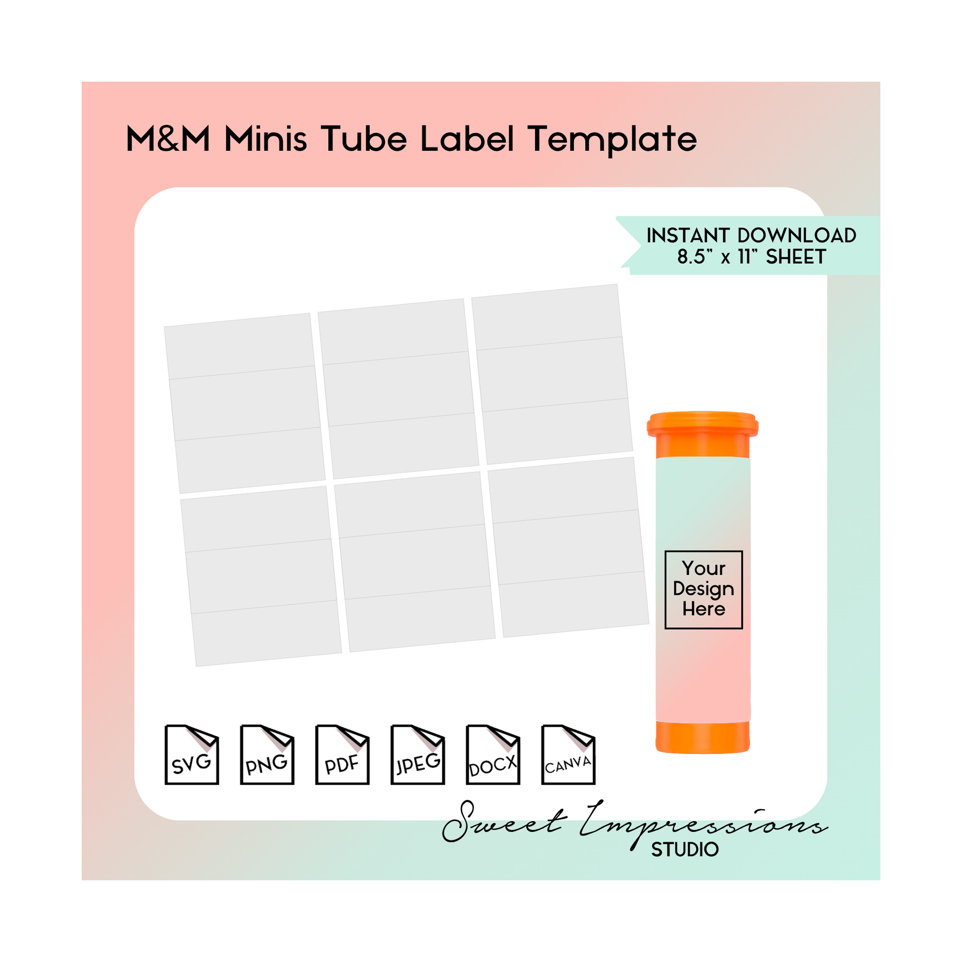 M&M Tube Wrapper Template | Blank Template | svg, png,pdf, jpeg, docx, canva | DIY Printable | Standard Size | INSTANT DOWNLOAD