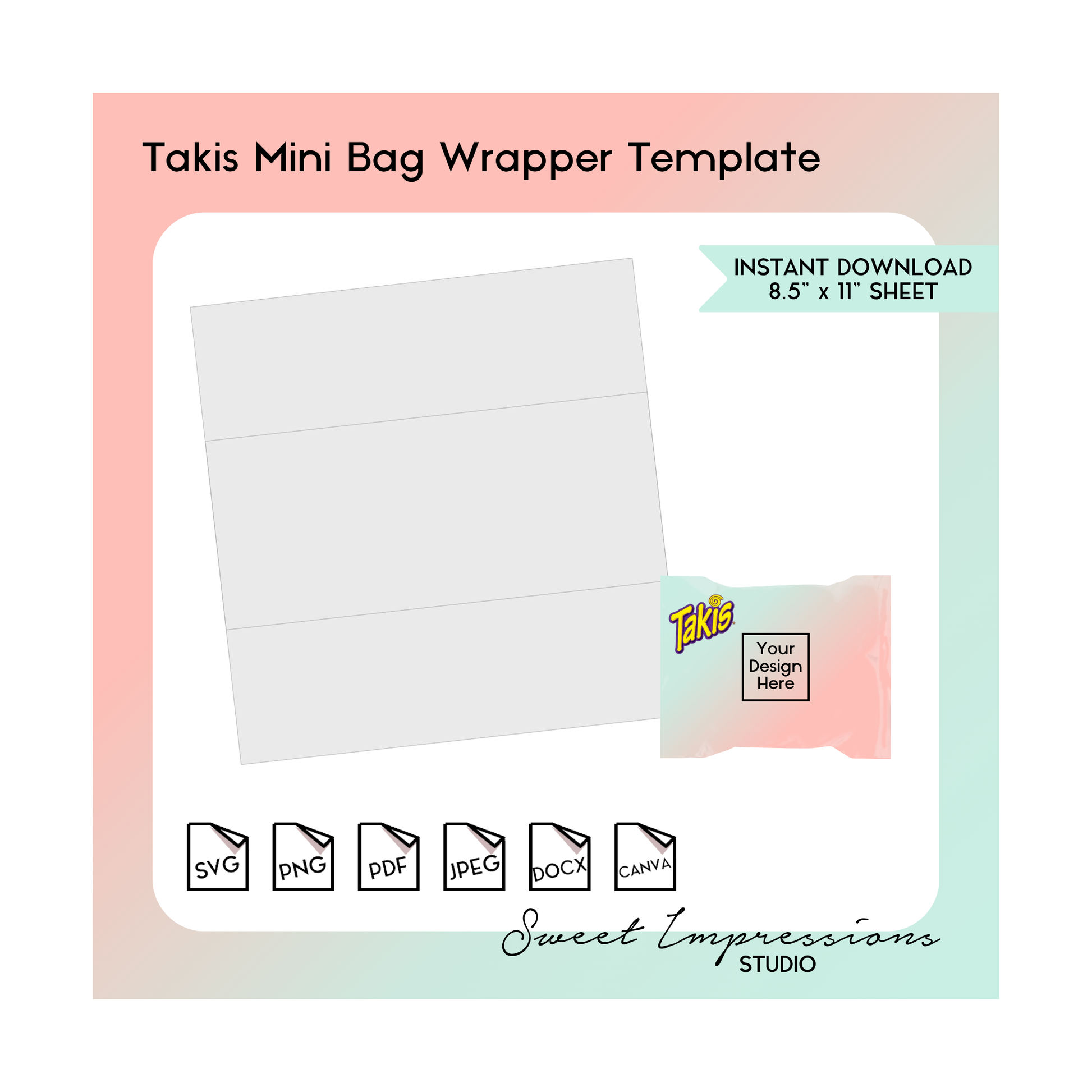 Takis Mini Bag Template | Blank Template | svg, png,pdf, jpeg, docx, canva | DIY Printable | 1.23oz Size | INSTANT DOWNLOAD