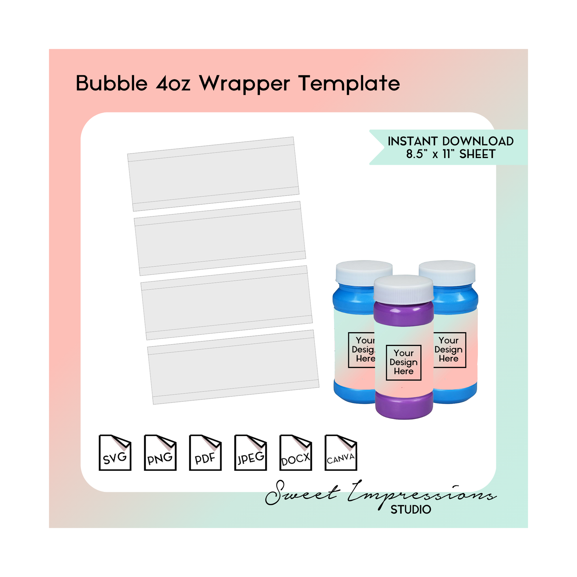 Bubble Wrapper Template | Blank Template | svg, png,pdf, jpeg, docx, canva | DIY Printable | 4oz Bubble Size | INSTANT DOWNLOAD